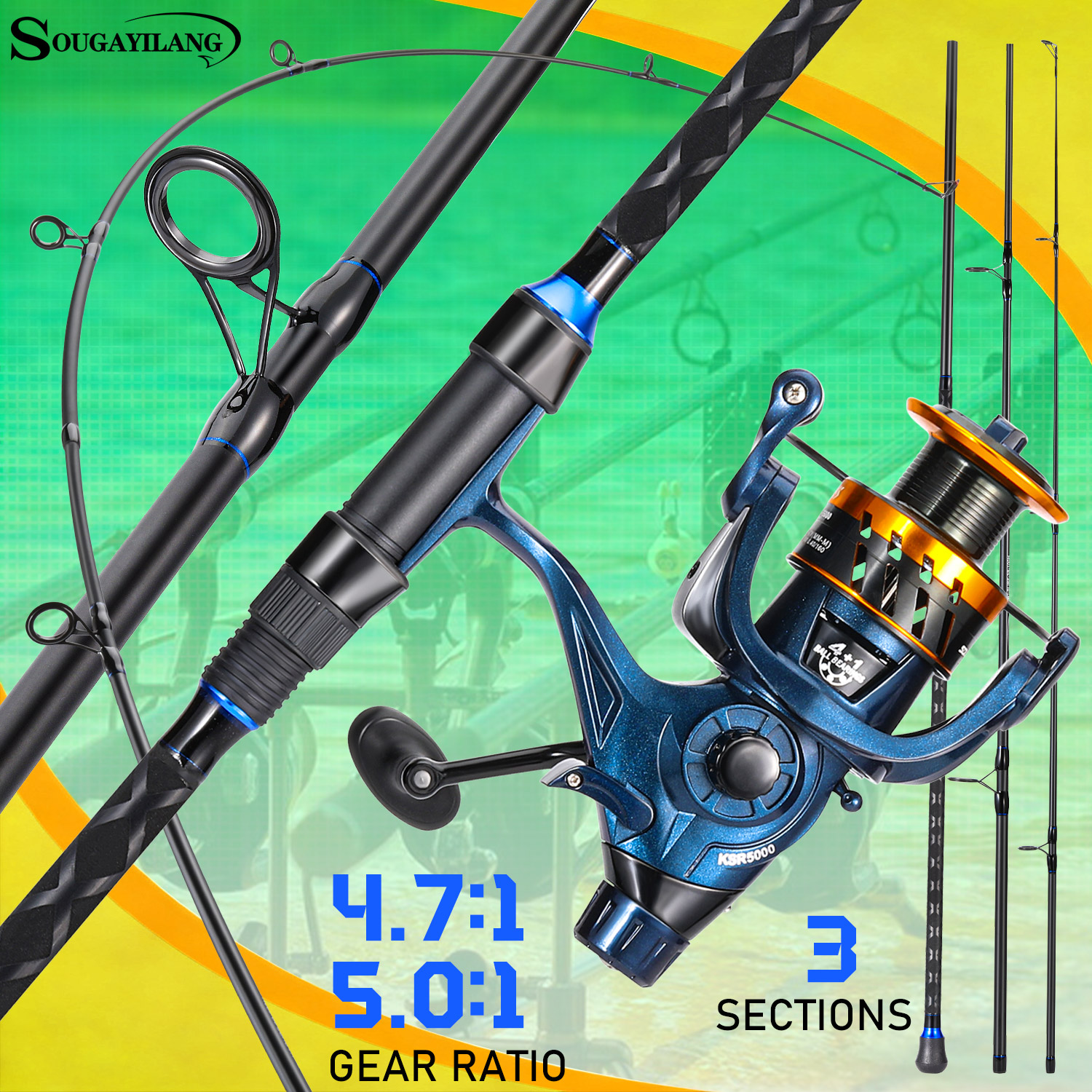 Sougayilang 3 Sections Surf Fi - огляд і ціна Fishing Rod Surf