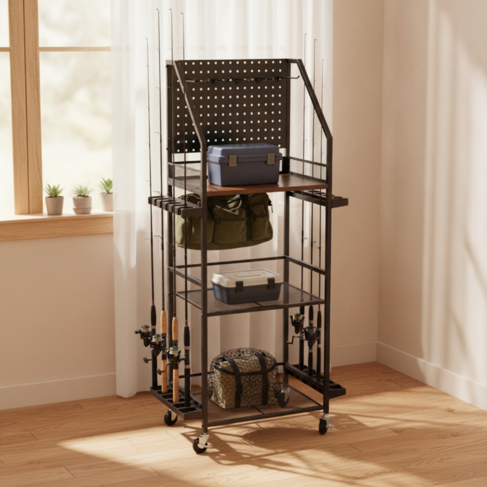 Fishing Rod Rack with Pegboard - огляд і ціна Fishing Rod Rack