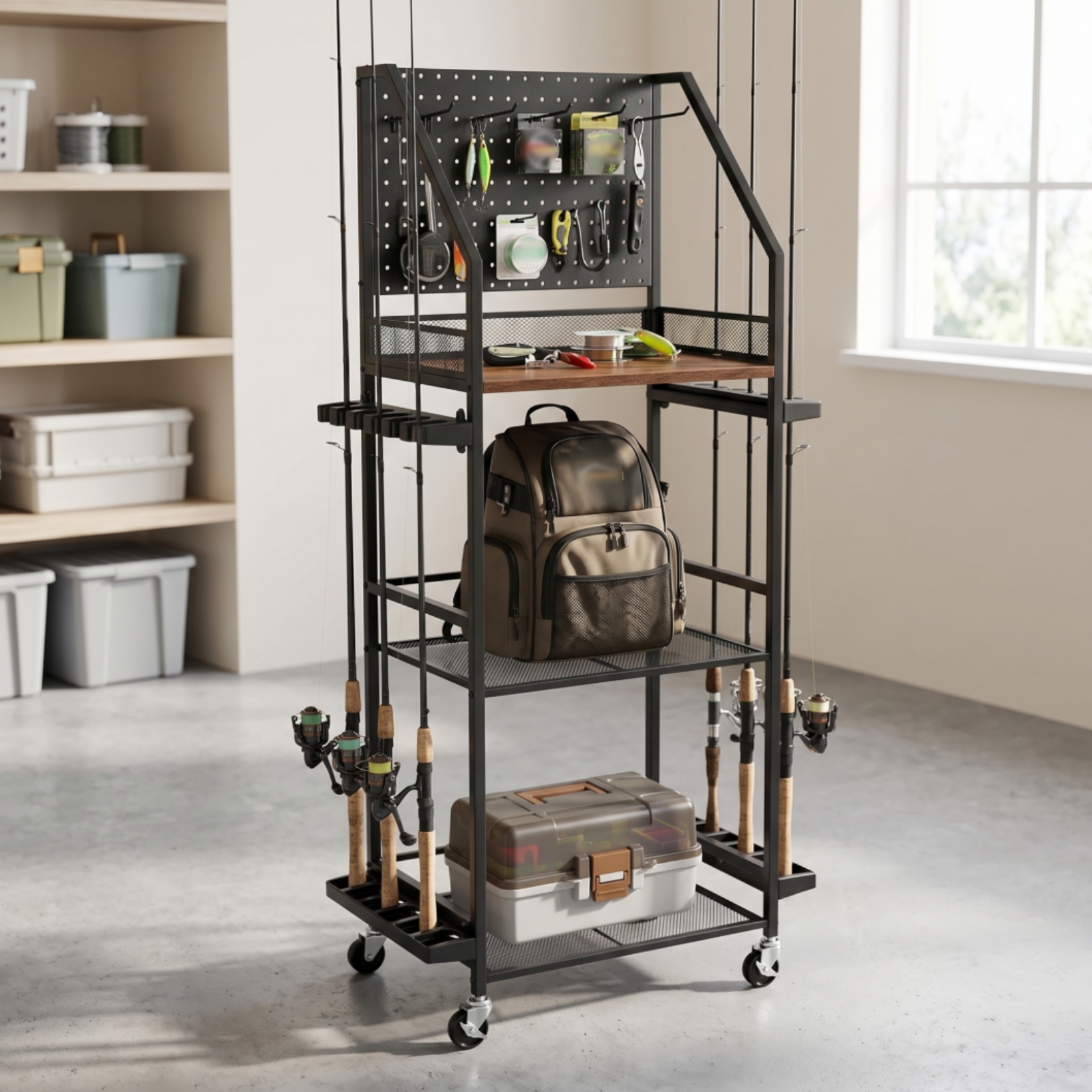 Fishing Rod Rack with Pegboard - огляд і ціна Fishing Rod Rack